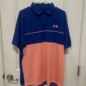 Size Large Under Armour Men's Blue and Pink Polo Shirt